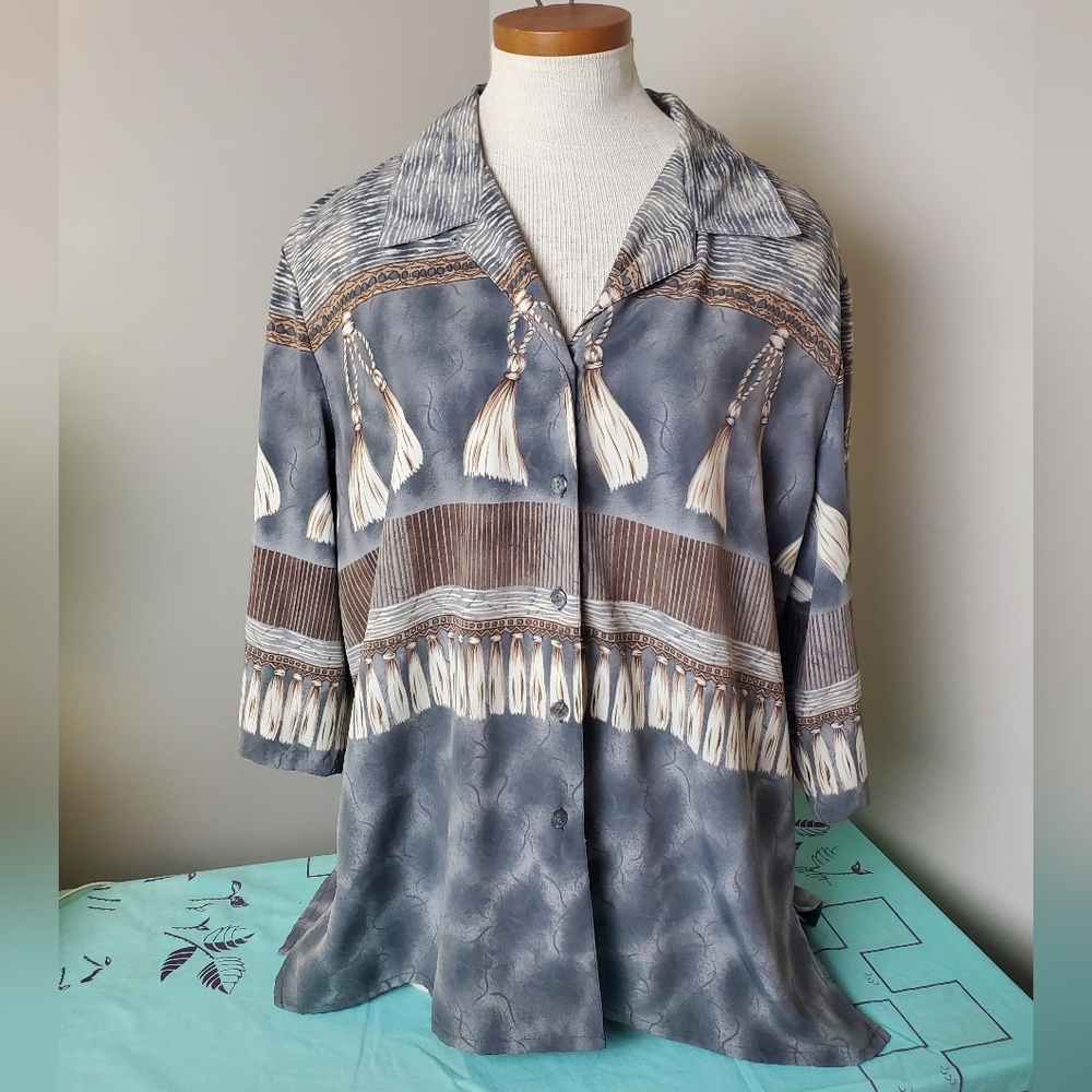 TanJay Gray and Brown Button-Down Shirt
